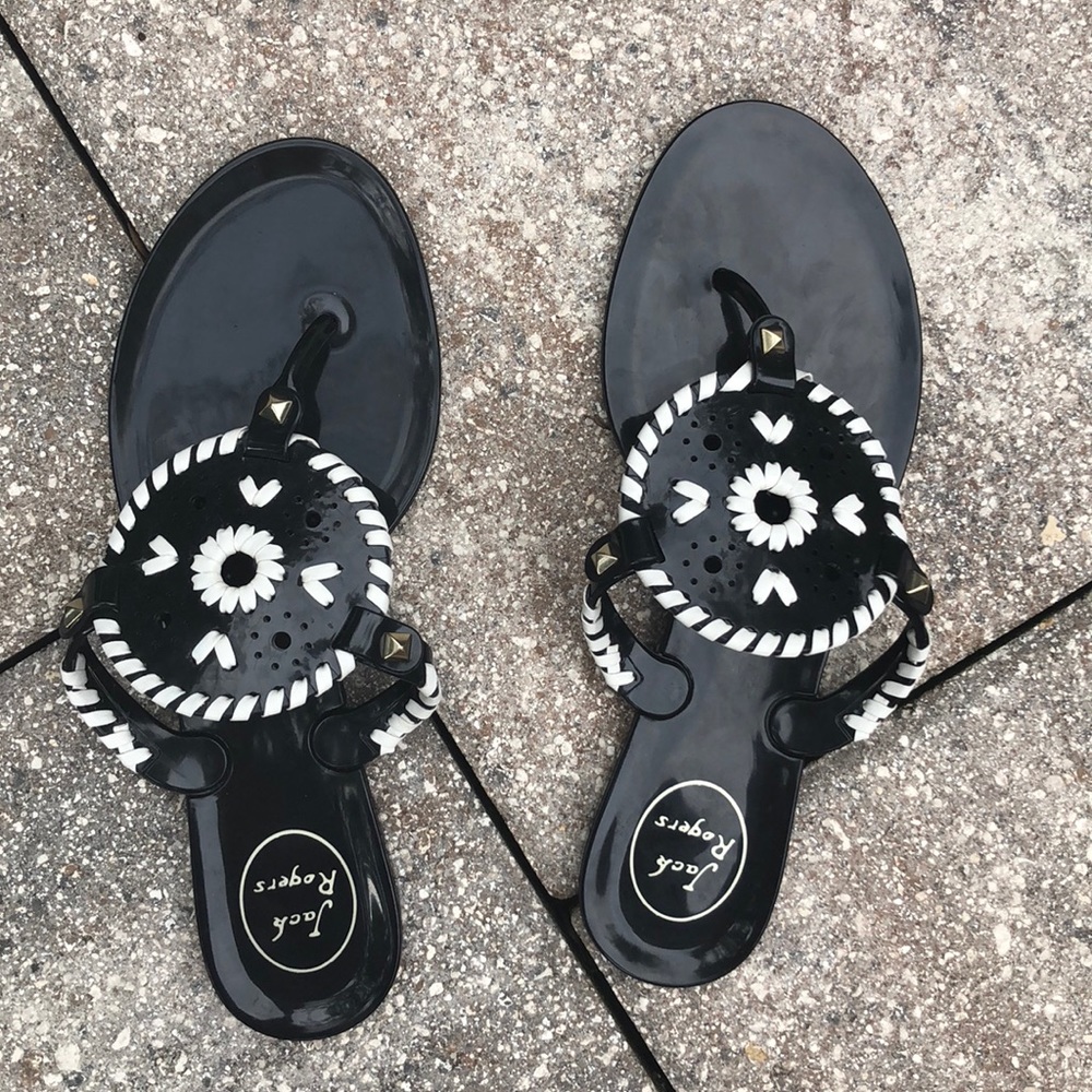 Black and White Jack Rogers Jelly Sandals